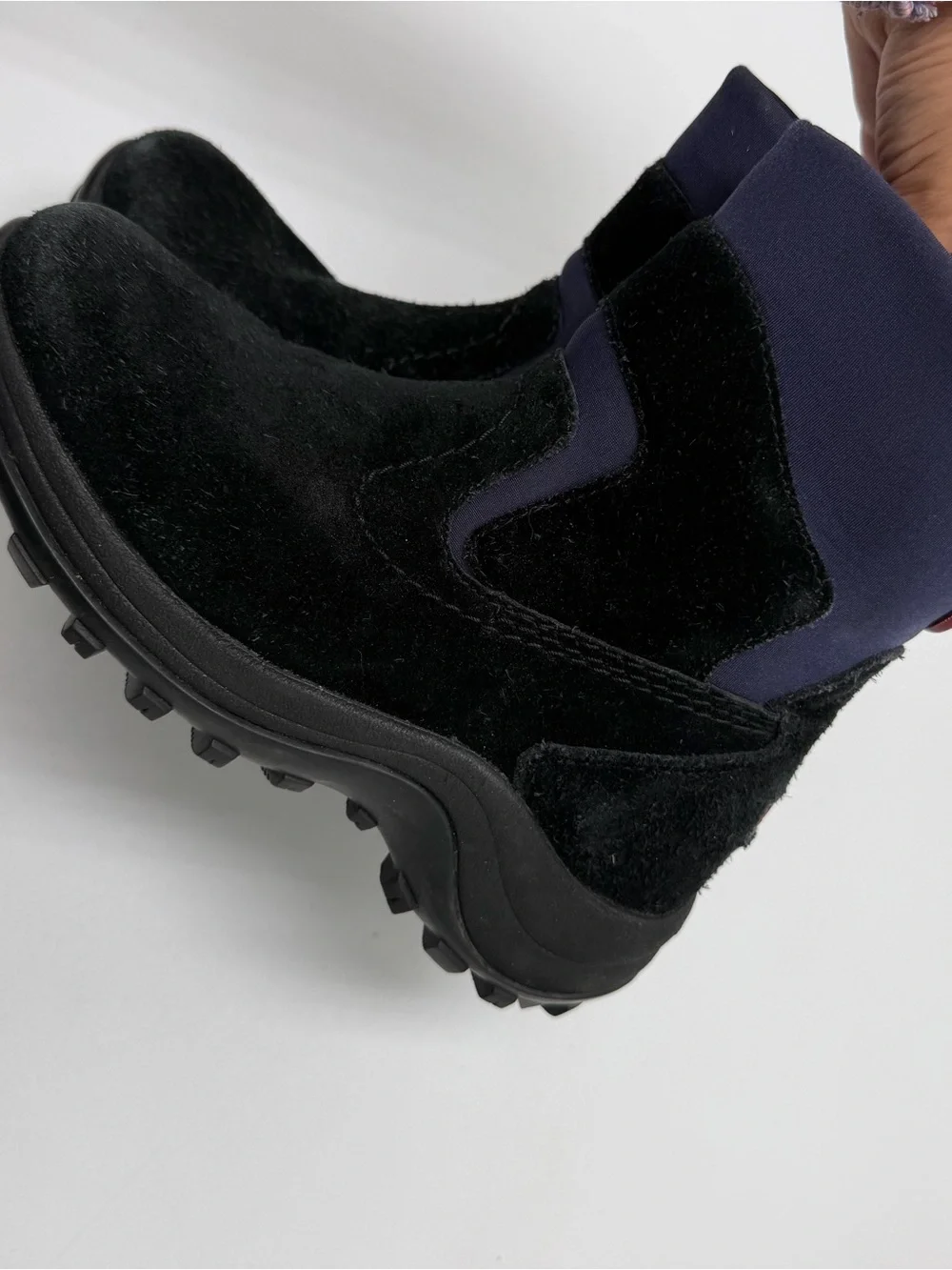 LL Bean Snow winter suede mid ankle boots Child Size 2 Thinsulate Blue Pur.